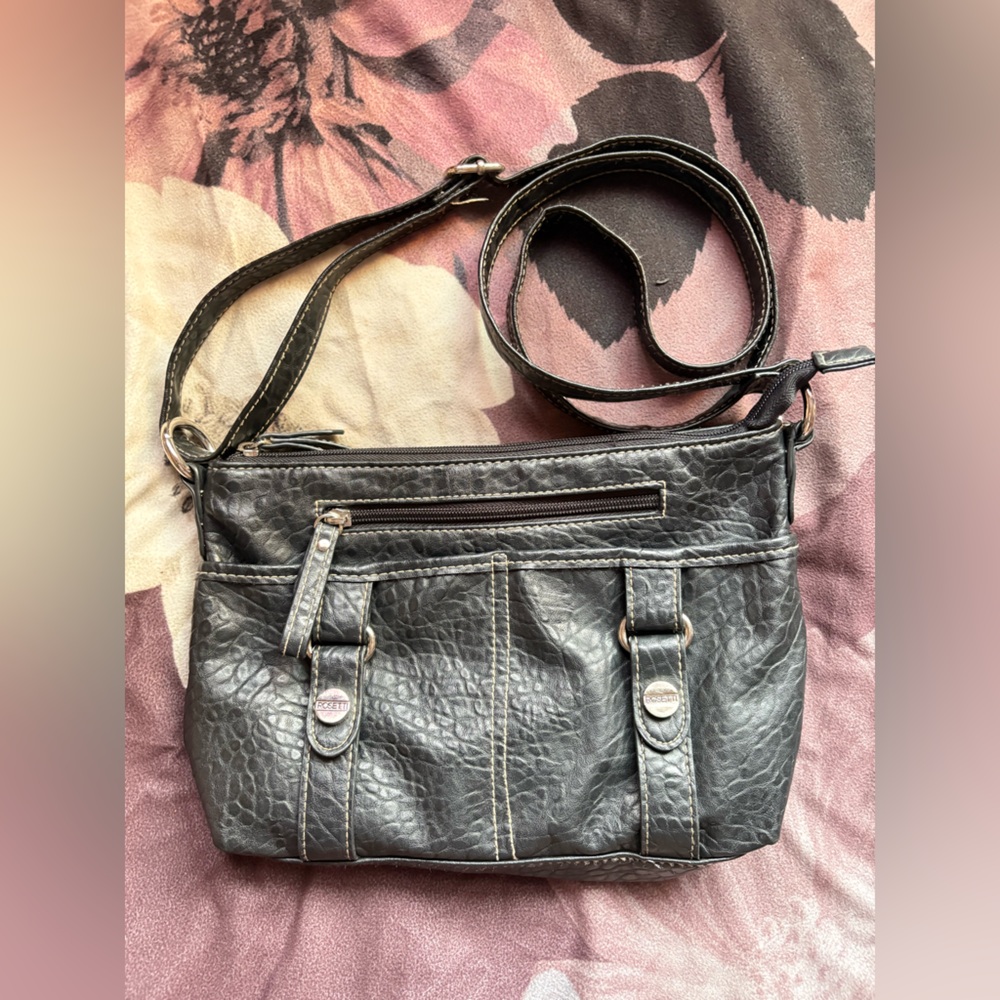 Black Women's Crossbody Bag - Classic Textured Design